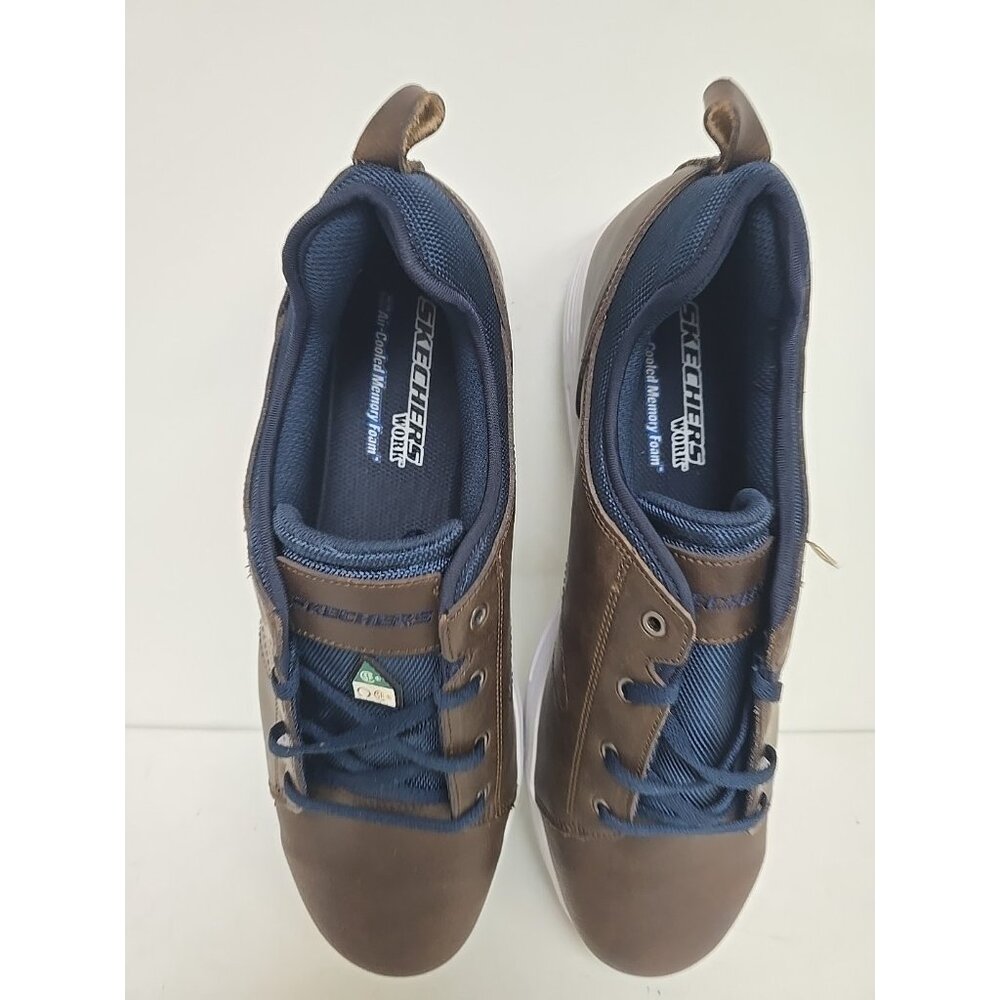 Skechers Men's Steel Toe Steel Plate Skate Safety Work Shoes 99999070 Brown 14M - Picture 7 of 10